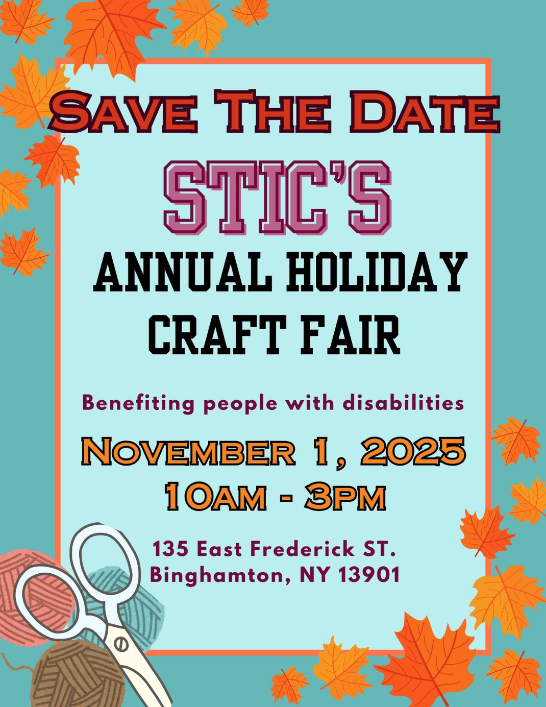 Image shows a fall themed flier. Save the date, November 1st from 10am to 3pm