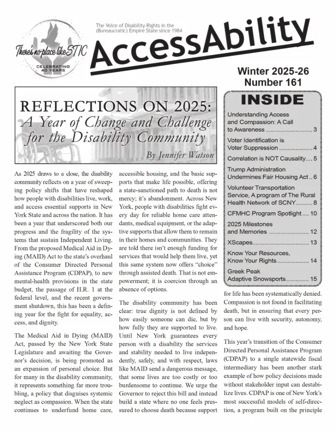 Image shows the cover page of AccessAbility Newsletter Winter 2025-2026