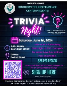 Trivia night poster for 6/1/24 at 7pm